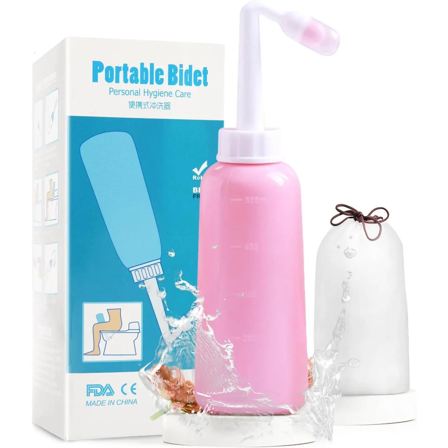 Portable Peri Bottle, 12oz / 350ml Upside-Down Plastic Sprayer for Postpartum Recovery and Perineal Cleansing