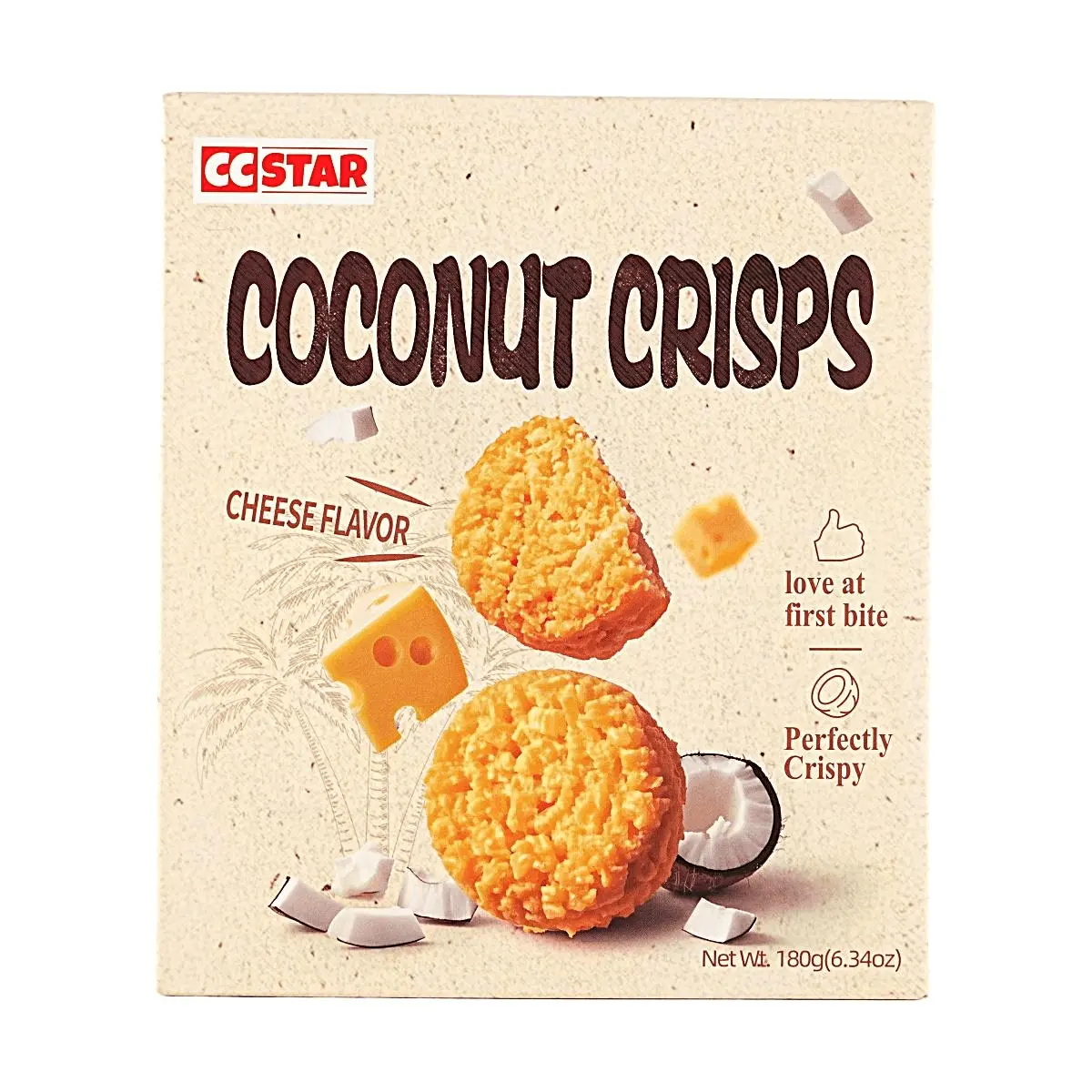 CC STAR Coconut Crisps Cheese Flavor - Crispy & Crunchy Snack, 180g