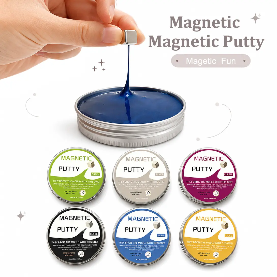 Magnetic Bouncing Putty/Slime – A stress-relief tool for adults and a sensory toy for kids; offers ASMR fun for all ages; ideal for gifting or as a desktop stress-relief accessory; helps relieve anxiety and stress.