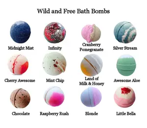 Wild and Free Scented Wholesale Bulk Bath Bombs, 5.5 Ounces Each