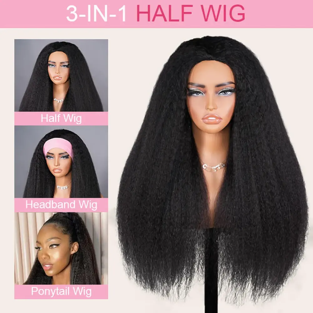 half wig kinky straight