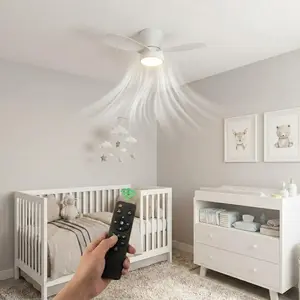 24 Inch Flush Mount Ceiling Fan with Light, Modern Low Profile Ceiling Fan with Quiet DC Motor, 6 Speeds Reversible, 3 Color Change LED, Full Spectrum Eye Care, Minimalist Aesthetic Fan for Bedroom, Living Room, Study, Summer Essential & Festival Gift