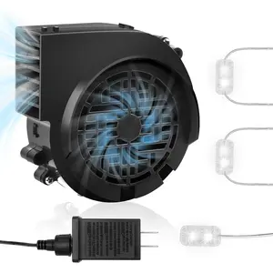 12V 0.8A Replacement Air Pump Suitable for 3.5-6 Feet Halloween Christmas Inflatable Toys with 1.5A Adapter 3 LED Lights Fan Outdoor Inflatable Motor Replacement Fan Blower Parts Suitable for Inflatable Toys Garden Decoration