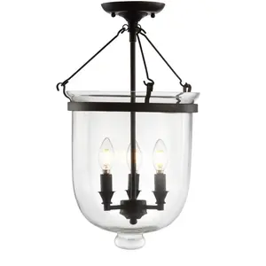 JONATHAN Y Charlotte Transitional Metal/Glass LED Semi Flush Mount; for Living Room,Bedroom, Kitchen, Office