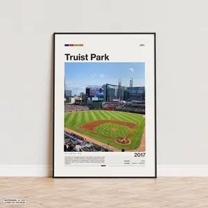 Truist Park Poster, Atlanta Braves Poster Print, MLB Stadium Poster, Sports Poster, Mid Century Modern, Baseball Fan Gift Print