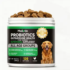 Mailtin Dog Probiotics Chews (120ct Chicken Flavor) | Gut Health & Immune Support for All Ages Dogs