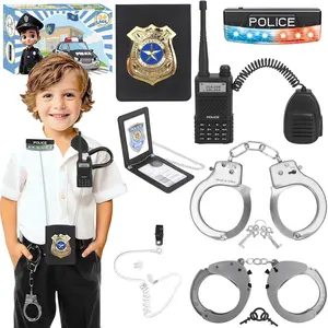 Police Toys, Police Pretend Play Toys for Kids Boys and Girls, Role Play Set with Police Accessories, Handcuffs, Warning Light, Police Badge, Birthday Halloween Christmas Gifts