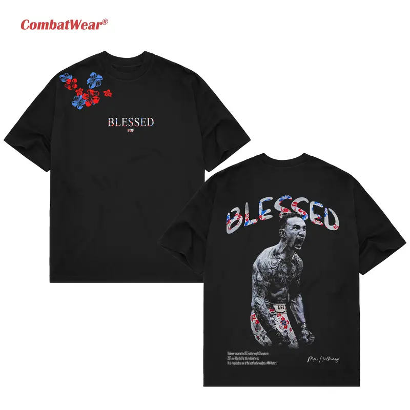 COMBATWEAR Max Holloway Blessed V2 Tee,  Blessed BMF T-shirt, UFC MMA Fan Custom Graphic Design, Gym Wear, Gift for Fighters, Sports Apparel Breathable Stylish