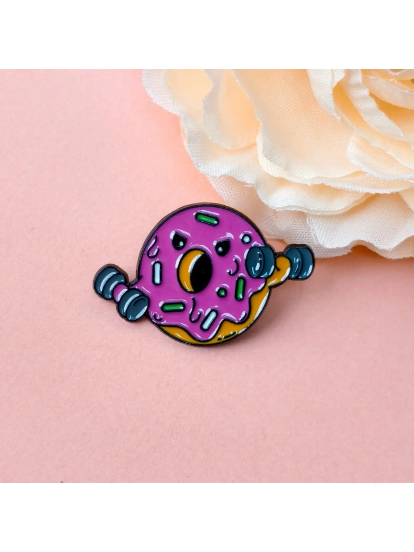 Fitness & Food Dual-Concept Brooch Enamel Pin Brooch Pins Fashion Accessory for Trendy Bag Clothing Emblem Badge Decoration