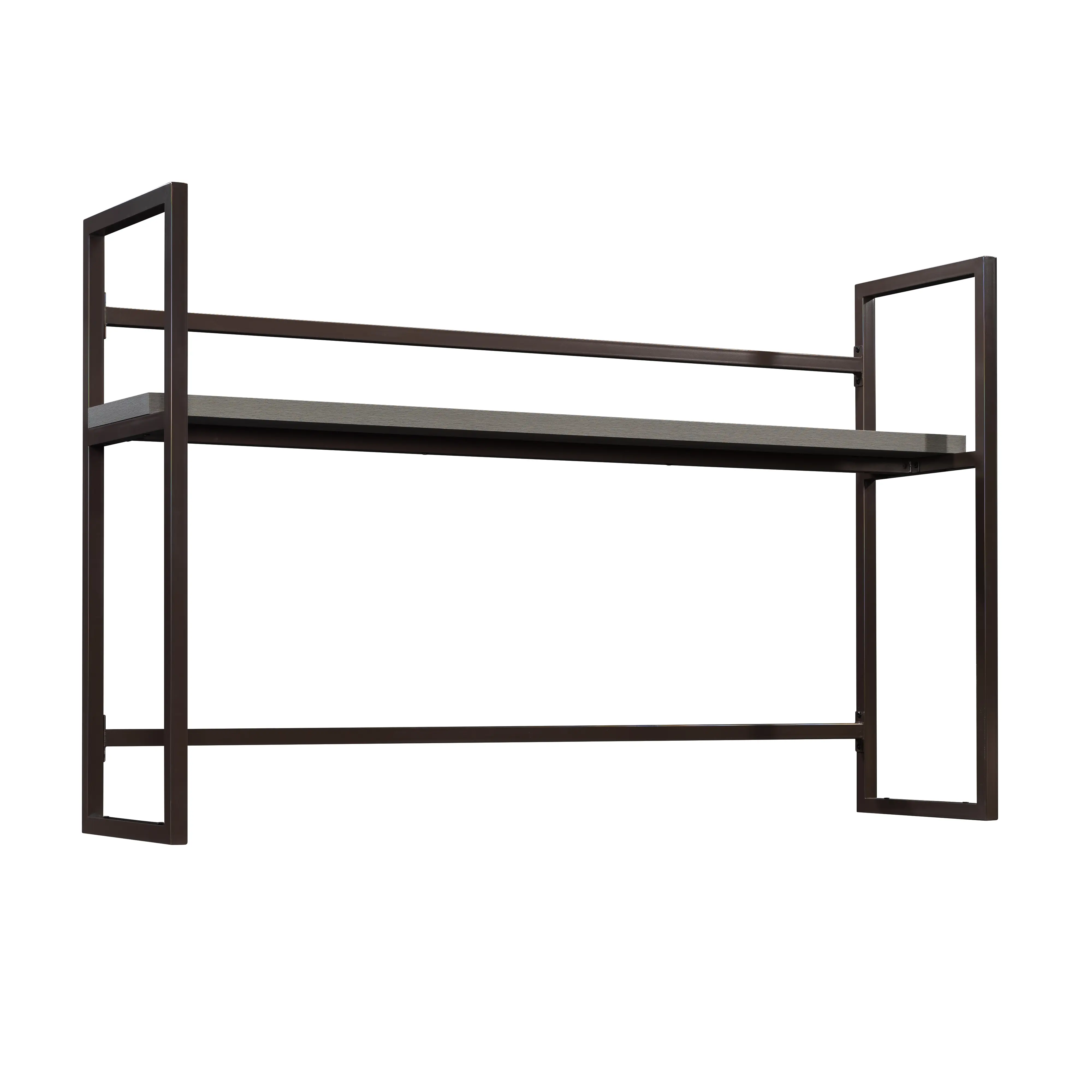 Manhattan Gate Credenza Hutch Modern L-Shaped Desk with Oak Finish & Metal Frame for Home Office or Study Area