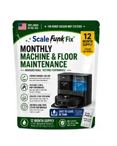 Scale Funk Fix Robot Mop System Maintenance Powder | Monthly Clean Water Tank Treatment | Helps Reduce Mineral Buildup | 12 Packets = Up to 12 Months