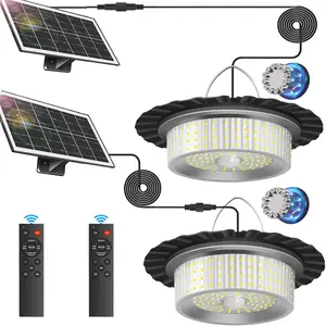 Solar Outdoor Pendant Light 1/2PACK IP65 Waterproof Motion Sensor Auto Dusk to Dawn Powered for Patio Barn Garden Pathway Yard Lawn Balcony Chicken Coop Bullpen Pig Pen Stables Tents