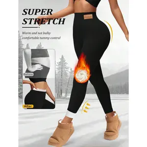 1pc Autumn Winter Women Running Sport Leggings Fleece-Lined Thickened Breathable High Waist Plush Yoga Pants Outdoor Cycling Running Fitness Skiing Leggings buttery soft yoga pant flareleggings flared leggings fleece lined leggings leggings pockets