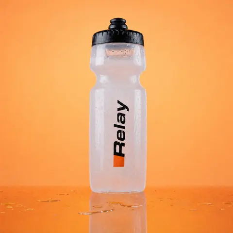 Relay Training Bottle - 24 oz Clear Lightweight Squeeze Water Bottle with Black Flow Cap