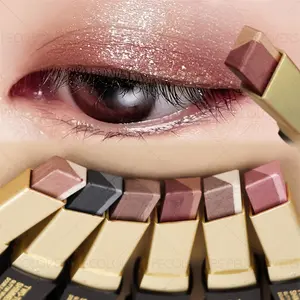 6pcs/set 2-in-1 Metallic Gradient Pearlescent Eyeshadow Stick - Long-lasting, Brown, Brightening, Easy To Blend, Creates Stunning Eye Makeup Effects, Christmas Gift