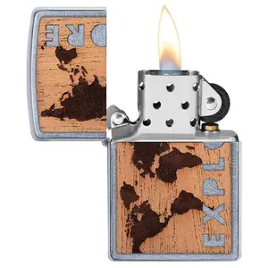212 MAIN Woodchuck USA Explore Design Street Chrome Windproof Metal Pocket Lighter, Car Interior Decoration Accessory with Protective Box, Vehicle Accessories for Automotive Use