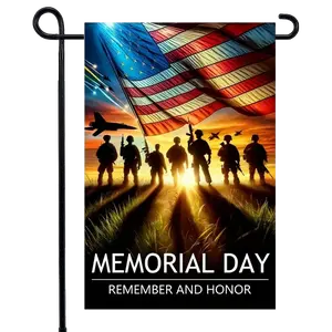 1 pc, 12x18 In Memorial Day Garden Flag, Thank You American Military Soldiers Decor Flag, Independence Day 4th Of July Patriotic Flag, Yard Decoration, Yard Supplies, Party Decor, Holiday Supplies, Garden Decor, No Flag Pole