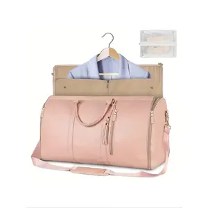 CYX Unisex Pu Leather Large Capacity Crease-resistant Clothes Storage Bag, Summer Outfits 2024 Zipper Duffel Portable Carry on Weekender Bag for Travel Use, Travel Essentials, Unique Bags