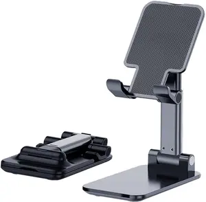 Cell Phone Stand, Angle Height Adjustable Cell Phone Station with Silicon Pad for Desk Fully Foldable Mobile Phone Holder for All Mobile Phones Compact