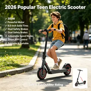 2026 Popular Teen Foldable Electric Scooter - 350W Motor, Dual Brakes, 8.5-Inch Solid Tires, 3 Adjustable Speed Modes, Smart APP Control - Safe Outdoor Riding Gift for Kids