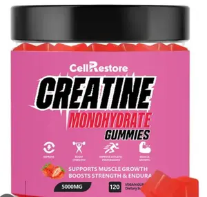 CellRestore Creatine Gummies Strawberry Flavor 5000mg Supports Muscle Growth Boosts Strength & Endurance 120 Vegan Gummies