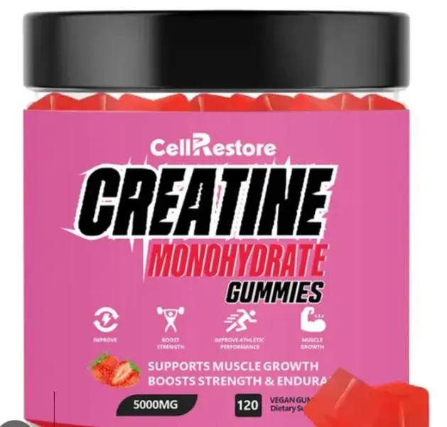 CellRestore Creatine Gummies Strawberry Flavor 5000mg Supports Muscle Growth Boosts Strength & Endurance 120 Vegan Gummies