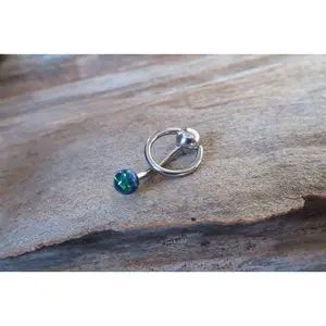 Vertical Hood Piercing Navy-Blue Green 14G 12G 10G Slave Ring VCH Curved Barbell Jewelry 14G (1.6mm) 12G (2.0mm) 10G (2.5mm) VCH Belly Ring