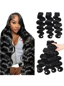 Brazilian Natural Wave Hair Extension, No Glue, Synthetic Double Layer, Elegant Long Wig for Women, Perfect for Valentine's Day