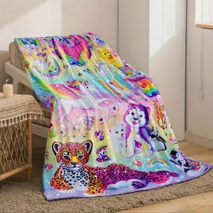 Soft Funny Throw Blanket Cute Whimsical Unicorn & Cheetah Print Fleece Blanket Cozy Blankets Comfortable Warm Fluffy For Home Office School Travel1
