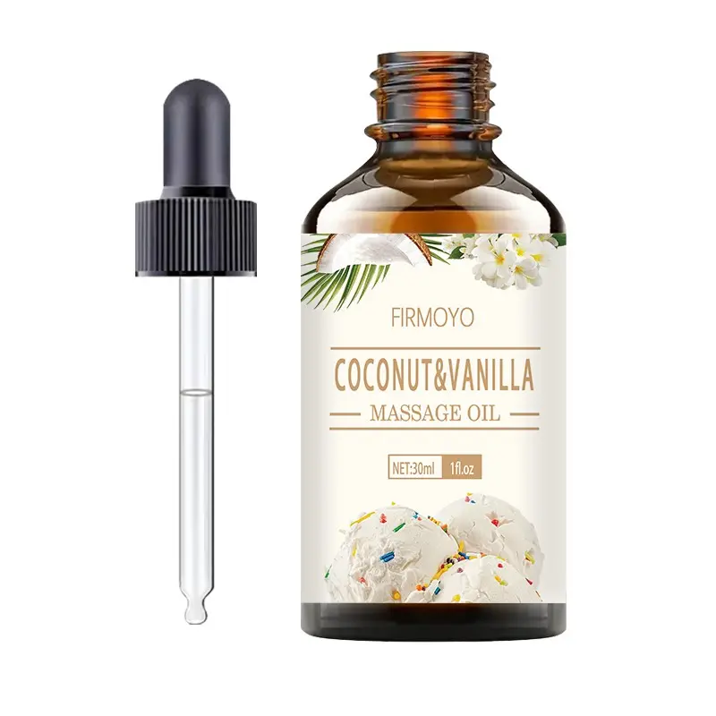 Coconut Vanilla Massage Oil 1.01 fl oz - Hypoallergenic moisturising oil, Soothing Care Oil suitable for nail, hair and skin care, massage, aroma diffusers, suitable for all skin types, ideal for home and yoga use Scented Body Oil Moisturizing Body Oils