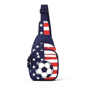 2026 Soccer Tournament Sling Bag for Men and Women - Sporty Crossbody Chest Pack with Graphic Print - Lightweight Multi-Pocket Travel Daypack for Sports Fans