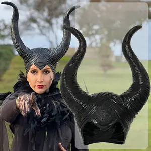 Halloween Witch Maleficent Hat Black Queen Ox Horns Cosplay Costume Party Props for Halloween Carnival Walpurgis Night