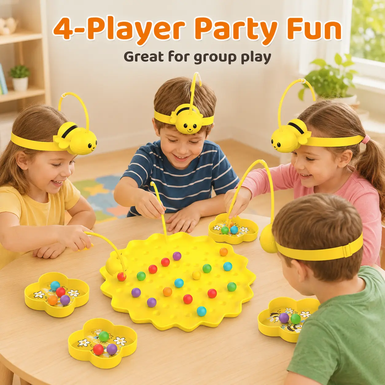 Magnetic Bee Game for Kids, Wearable Headband Tabletop Family Party Game, Interactive Multiplayer Toy for Boys Girls