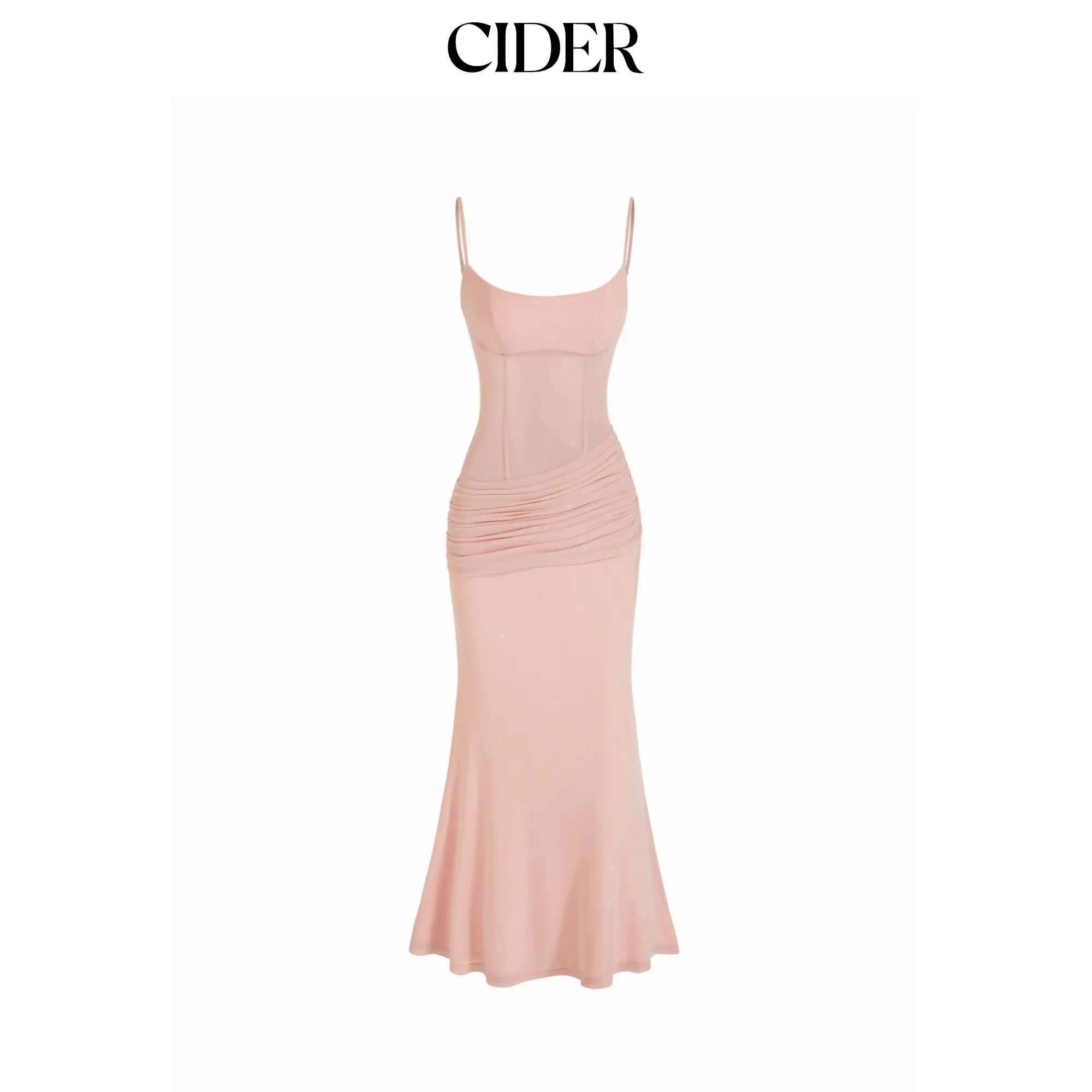 Cider Women's Metallic Glitter Shirred Corset Bodycon Maxi Dress, Solid V-Neck with Long Mesh Sleeves, Polyamide, Sexy, Formal Wear, Long Sleeves, Elastane, Slim-Fitting, Mesh Blend, Sexy Chic