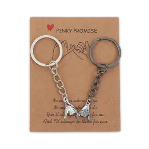 Pinky Promise Matching Keychains 2PCS for Couple Friends Family, Aesthetic Broken Heart Gap Puzzle Bestie Gifts for Him Her BFF Valentine's Day Birthday