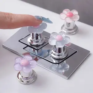 2pcs Toilet Presser Love Design, Tank Push Switch & Water Tank Buttons, Nail Protector, Elegant Bathroom Décor Accessory