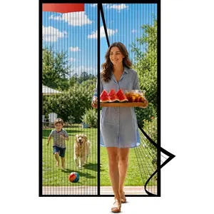 Screen Door -Fit Door Size 36.0 x 80.0'' Retractable Screen Door Mesh for Front Door or Sliding Door, Pet &  Friendly, Hands-Free Closure Keeps  Out & Lets Breeze in, Stripe Black