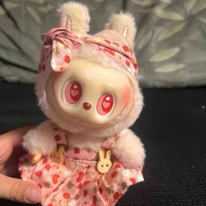 Princess Dress with Hairband, Floral Design, Perfect Doll Clothes for 17cm labu Dolls, Birthday Gift, Christmas Gift, Stylish Doll Clothes