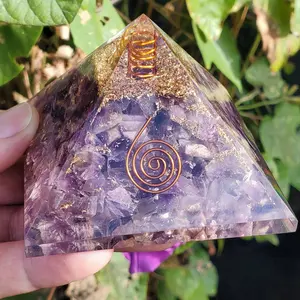 Large Orgonite Pyramids, 3" Amethyst Orgonite Pyramids—Your Personal Energy Guardian