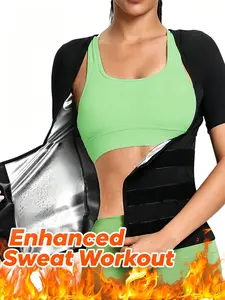 Sporty Women's Plain Adjustable Velcro Closure Open Bust Sauna Tee, Sport Short Sleeve Sauna Top for Gym Workout, Ladies Sportswear for All Seasons, Athletic Activewear, Gym Workout Tops, Workout Clothes, Workout Daily Wear