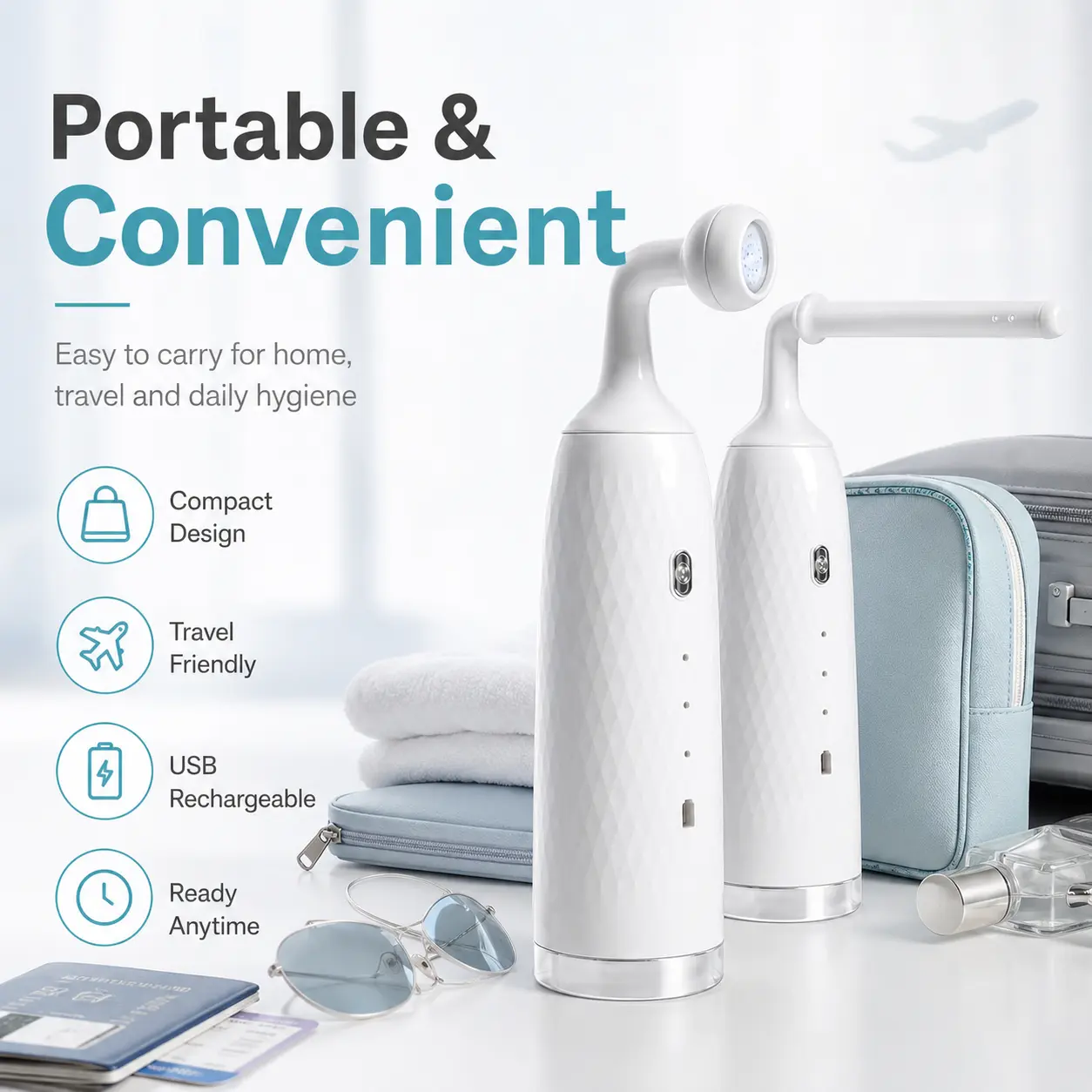 Electric Bidet Sprayer with Dual-Purpose Automatic Rinser Angled Elongated Nozzles for Internal & Topical Cleansing
