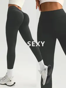 Women's High-Waisted Seamless Yoga Leggings, Tight-Fitting Moderate Stretch Fabric, Perfect for Gym & Exercise, Casual Style