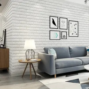 3D Brick Pattern Foam Wall Paper Sticker, Modern Simple Style, Self-Adhesive Waterproof Easy Clean, Strong 3D Texture for Kitchen Living Room Bathroom Corridor Ceiling Decor