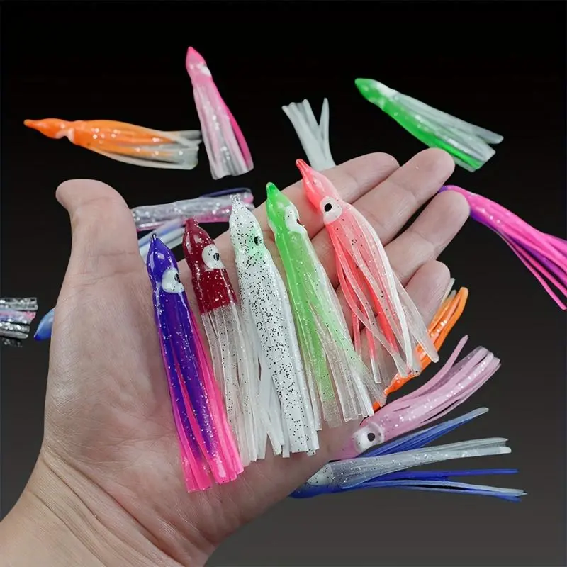 Luminous Octopus Fishing Lure, 20pcs Artificial Soft Rubber Octopus Bait, Fishing Accessories for Outdoor Fishing