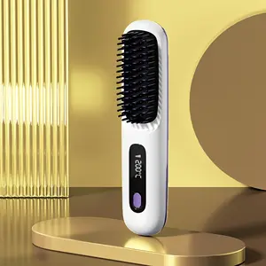 Portable Wireless Straightening Comb Fast Heating, Constant-Temp Anti-Scald Design, Smart LED Display & USB Charging. Ultra-Lightweight for Home/Travel Perfect Gift for Women Professional Styling Tool