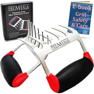Stainless Steel Meat Shred Claws with Premium High-grip Soft-touch Rubber Handles 100% Dishwasher Safe Effortlessly Shred Pulled Pork and BBQ Meat