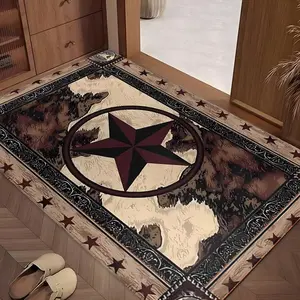 Vintage Star Pattern Floor Mat, 1 Count Non-slip Floor Carpet, Decorative for Home Living Room Bedroom, Home Decor, Boho Rugs