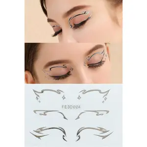 1/2pcs 3D Silver Foil Hot Stamping Jelly Sticker for Eye & Face Henna Designs Halloween