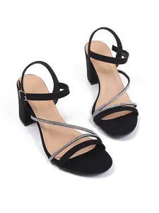Summer New Fashion Chunky Heel Sandals for Women, Open Toe Square Heel Buckle Strap High Heels, Elegant Versatile Shoes