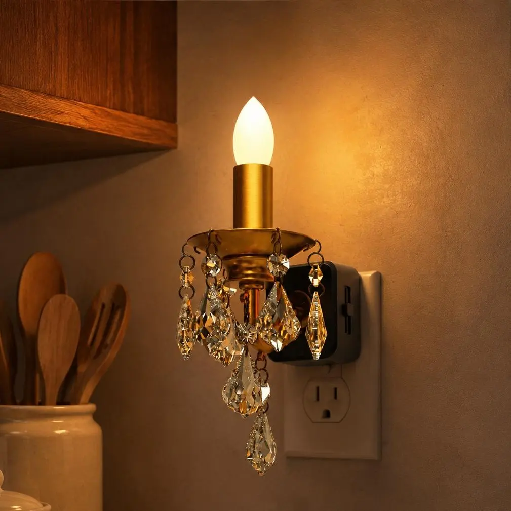 Jandcase Ambient Dimmable LED Candle Lamp - Light Sensor Auto Shut-Off, Wall Outlet Powered, 12+ Adults Indoor Use Single Unit, Warm Room Ambience Soft Flame Look Flameless Glow Mood-Set Dimming Halloween Home Decor